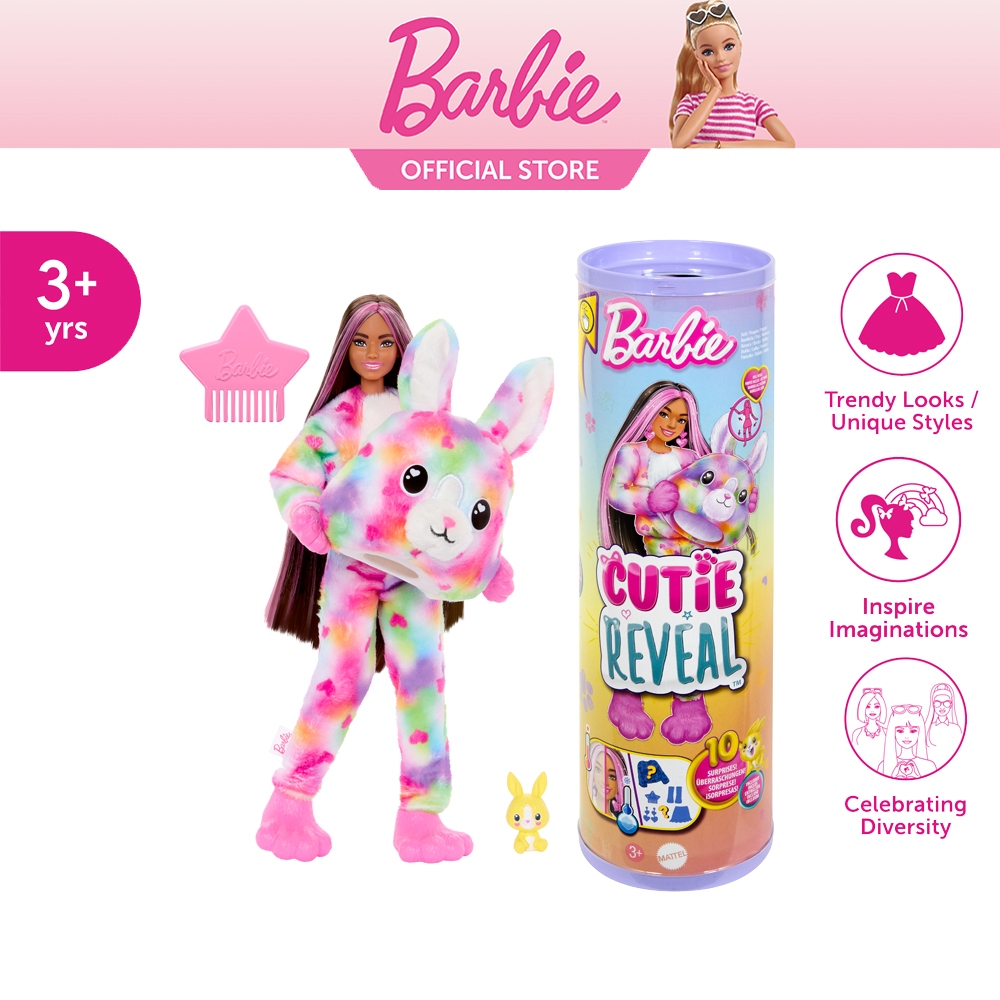 Barbie Cutie Reveal Color Dreams Series, Rabbit doll บาร์บี้ คิ้วท์ตี้รีวีล คัลเลอร์ดรีม ตุ๊กตามาสคอ