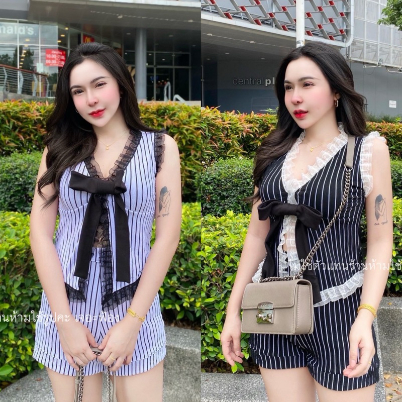 S6 พร้อมส่ง/เซตขาสั้นระบายลูกไม้