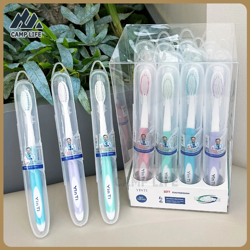 แปรงสีฟันผู้ใหญ่ เส้นใยแปรงสีฟันให้ความสะอาดล้ำลึกและอ่อนโยน บริเวณแนวเหงือกและระหว่างฟัน