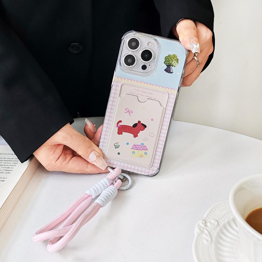 เคสลาย น้องหมา เคสใสลาย เคสนิ่ม เคสลายมีช่องใส่บัตร สำหรับ vivo Y12 Y17 Y20 Y21 Samsung A05 A05s A14 A15
