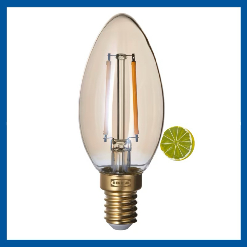 LUNNOM ลุนนอม หลอดไฟ LED E14 210 ลูเมน, หรี่ไฟได้/หลอดจำปา แก้วใสสีน้ำตาล