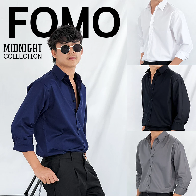 Fomo-เชิ้ตแขนยาวโทนสีสุภาพ **เช็คไซซ์จากตางรางไซซ์ของทางร้านเท่านั้น** เชิ้ตสีเรียบๆ เสื้อเชิ้ตใส่ทำงาน เสื้อทำงาน