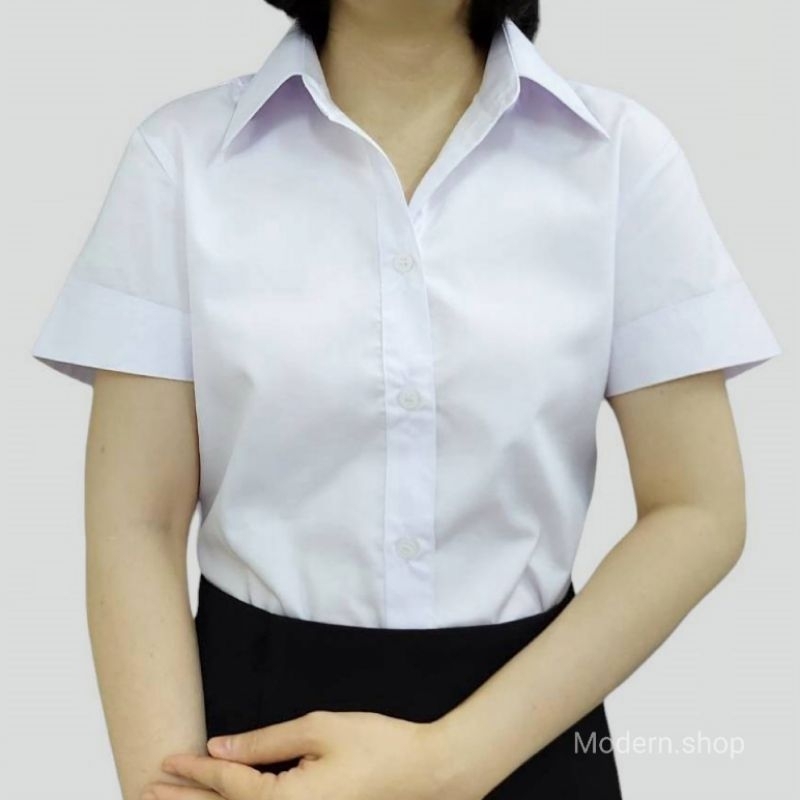เสื้อนักศึกษาหญิง ทรงเข้ารูป/แขนสามเหลี่ยม[ทรงมหิดล]