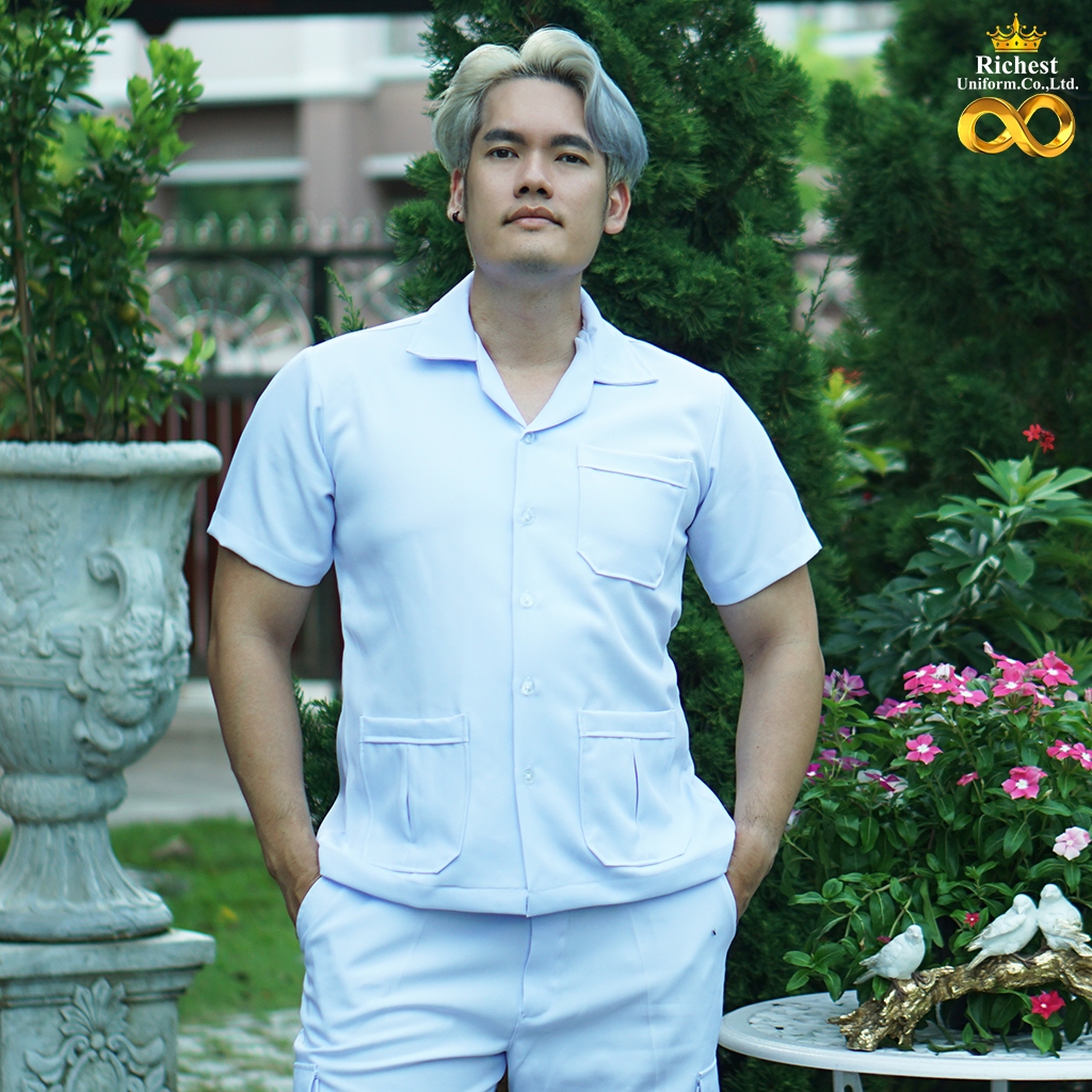 เสื้อกาวน์แขนสั้นตัวสั้น ผ้าวาเลนติโน่ กับ ผ้าดีวาย พร้อมส่ง 🩵🩵🩵 - รูปที่ 4