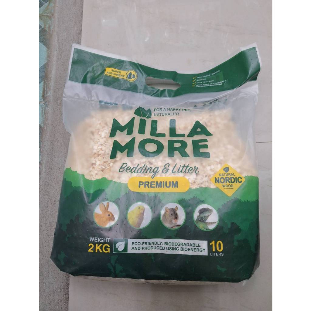 MillaMore ขี้เลื่อยรองกรง ดับกลิ่นดีเลิศ ผลิตจากไม้เอสเพน รองกรง กระต่าย แฮมเตอร์ แกสบี้ ชินชิล่า งู 2กก.