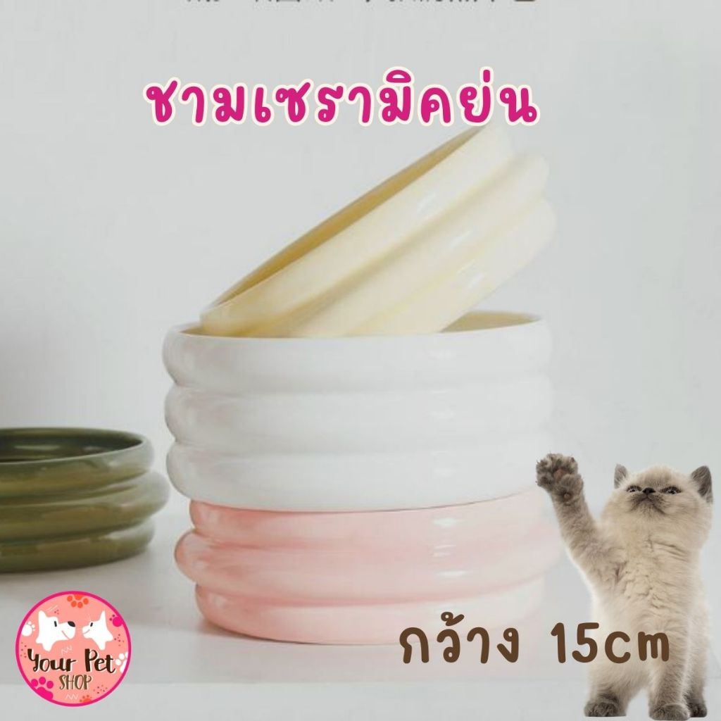 ชามเซรามิคย่น หมา แมว สุนัข เซรามิก Bowl สัตว์เลี้ยง Minimal