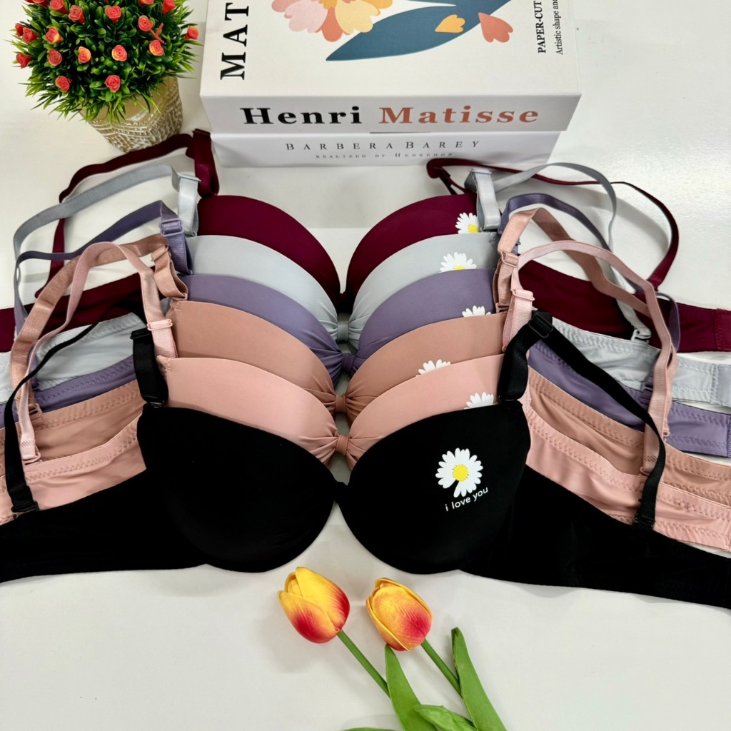 เสื้อในมีโครง คัพA ฟองน้ำบาง ไซส์ 32-36 ลายดอกไม้