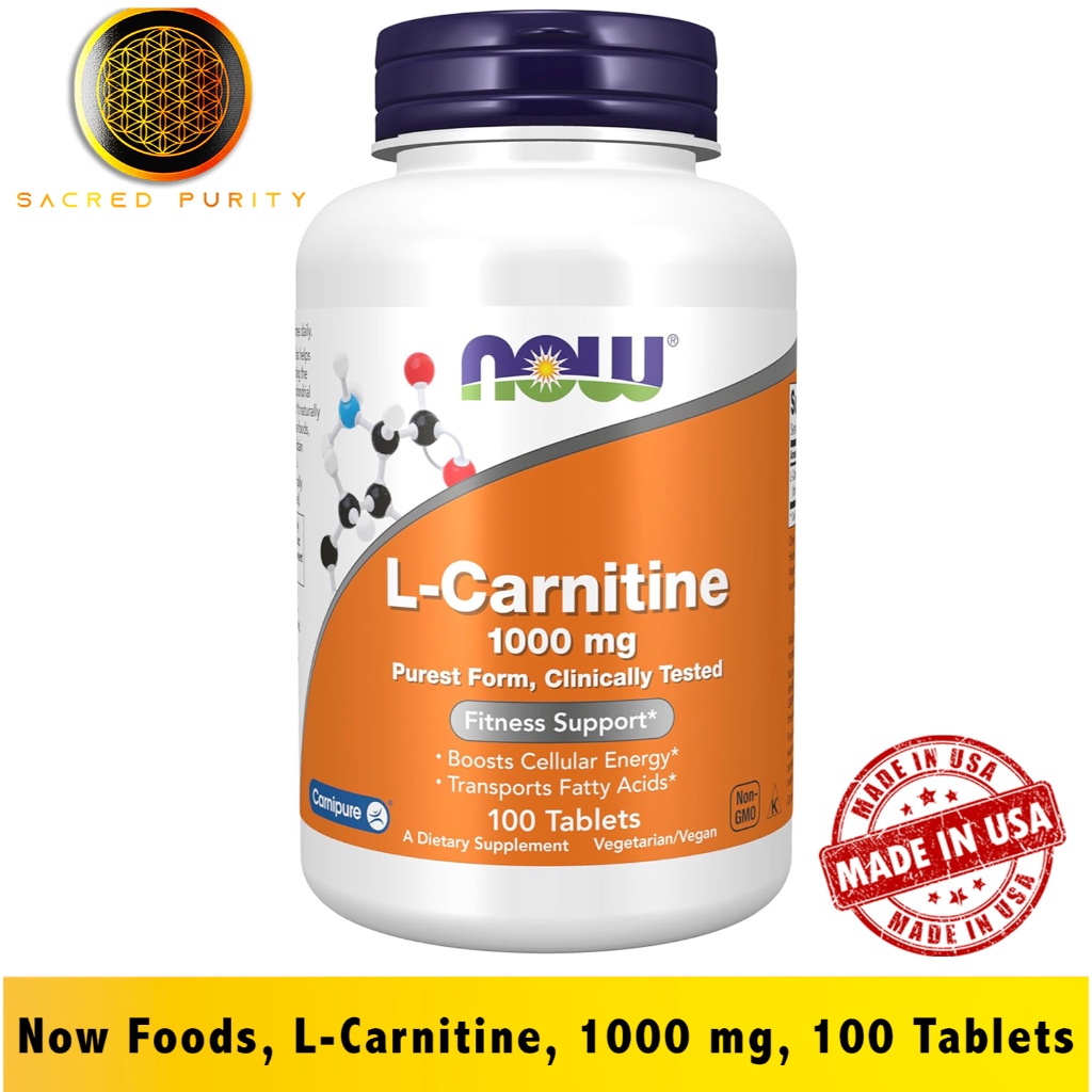 NOW Foods, L-Carnitine แอล-คาร์นิทีน, 1000 mg, 100 Tablets - [EXP 04/2029]