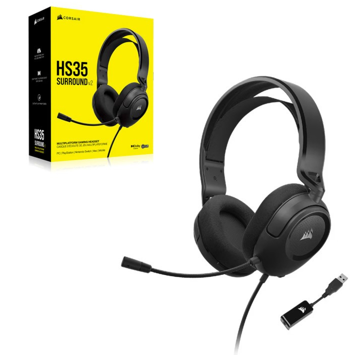 CORSAIR GAMING HEADSET HS35 SURROUND V2 MULTIPLATFORM BLACK