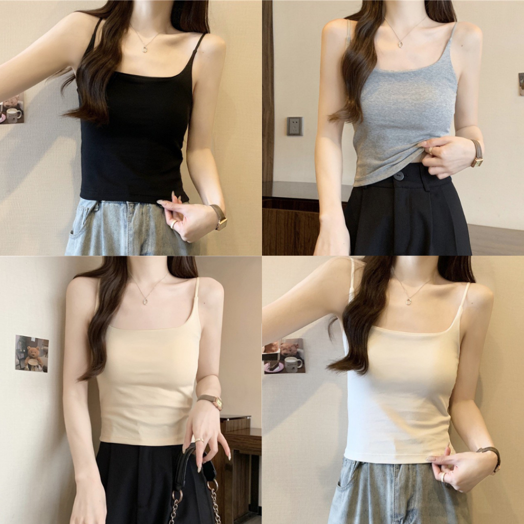 เสื้อสายเดี่ยว มีบราในตัว สายปรับระดับได้