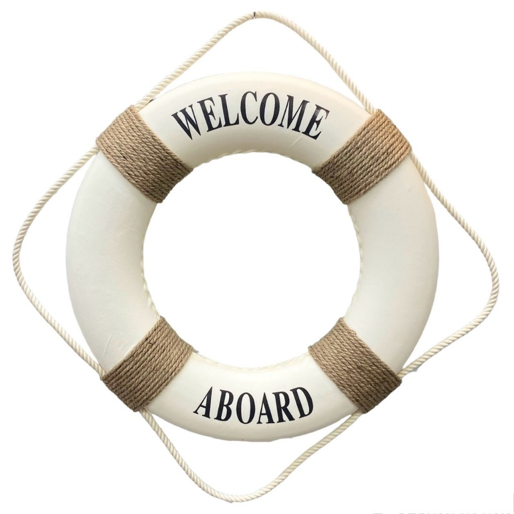 ห่วงยางตกแต่ง ห่วงยางแขวนโชว์ ห่วงชูชีพจำลอง ห่วงยางสีขาว ของแต่งบ้านแนวทะเล พร็อพแต่งบ้าน