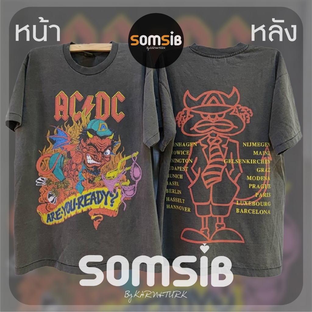 เสื้อ ผ้าเฟด วง AC/DC ปีศาจ