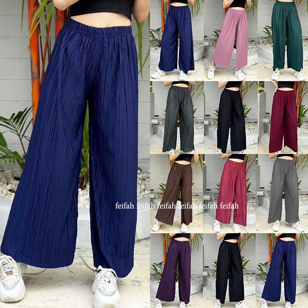 พร้อมส่ง กางเกงอัดพลีทใส่สบายราคาสบายกระเป๋าผ้าเงา มีทั้งสั้นเเละยาว