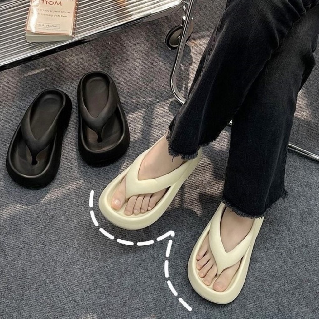 ꕥCatalog shoesꕥ รองเท้าแตะหูหนีบ หนานุ่ม มีส้น 3 cm. ใส่สบายเท้า 4 สี (25)