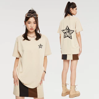 (จัดส่งตลอด 24 ชั่วโมง）Angle Official เสื้อยืดแขนสั้นโอเวอร์ไซส์ผู้หญิง พิมพ์ทั้งหน้าหลัง สไตล์เกาหลีมินิมอล T106
