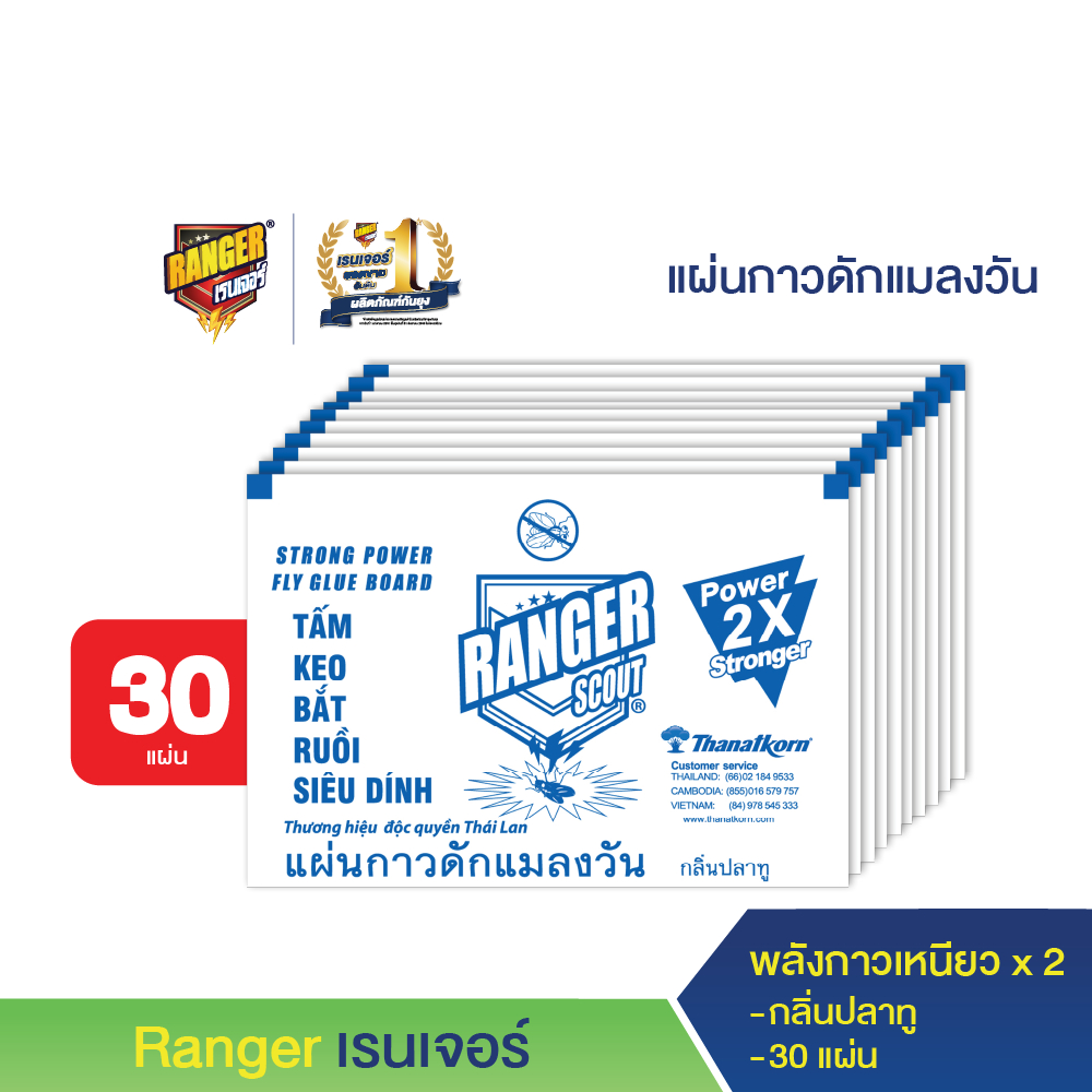 เรนเจอร์ กาวดักแมลงวัน กลิ่นปลาทู (แพ็ค 30 แผ่น) 105G01