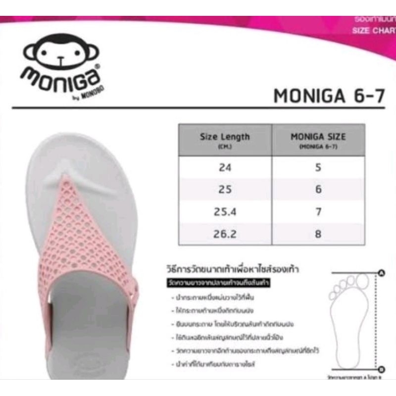 monoboรองเท้าแตะแบบสวมยี่ห้อmonoboโมโนโบ้รุ่น Moniga 7 Size 5-8