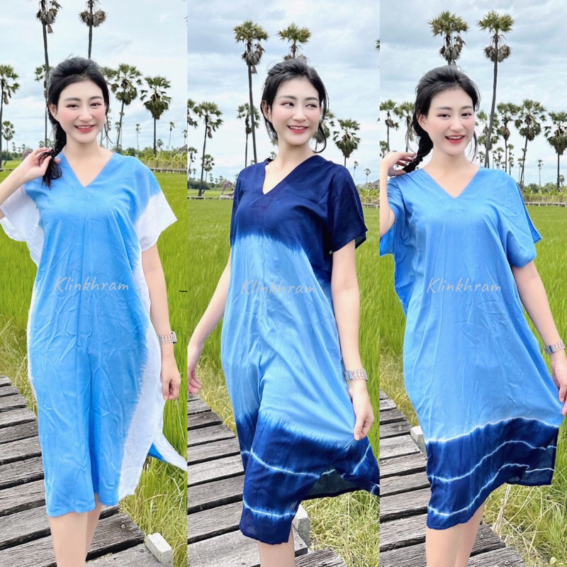 เดรสมัดย้อม ใส่ได้ทุกโอกาส ผ้าแมมเบิตเนื้อเย็น ใส่สบายมากจ้า