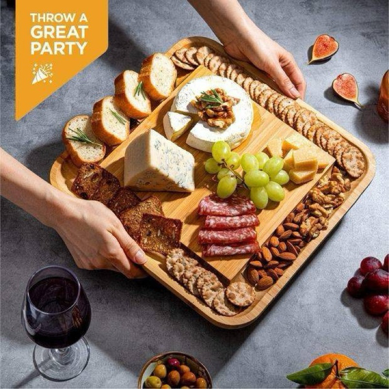Bamboo Cheese Board With Cutlery Set