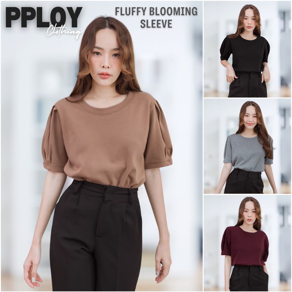 [ ส่งฟรี เสื้อยืดไม่ต้องรีด ] Pploy Clothing เสื้อยืดคอกลม แขนตุ๊กตา ผ้านิ่มมาก เสื้อยืดผู้หญิง เสื้อแขนตุ๊กตา