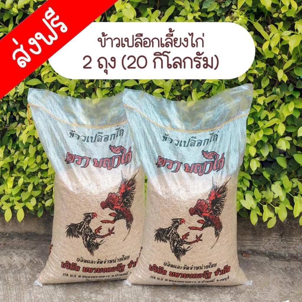 ข้าวเปลือกไก่ตราพญาไก่ ข้าวคัดพิเศษ เม็ดแกร่ง เม็ดยาว แพ็ค 2 ถุง (20 กิโลกรัม)