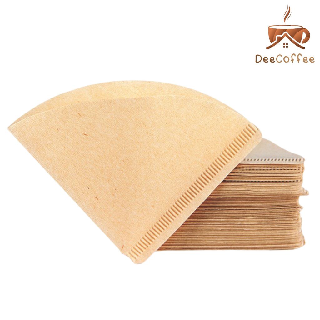 กระดาษดริป 14/16cm 100 แผ่น แบบหนา แผ่นฟิลเตอร์กรองกาแฟ Paper Cone Coffee Filter Dee Coffee