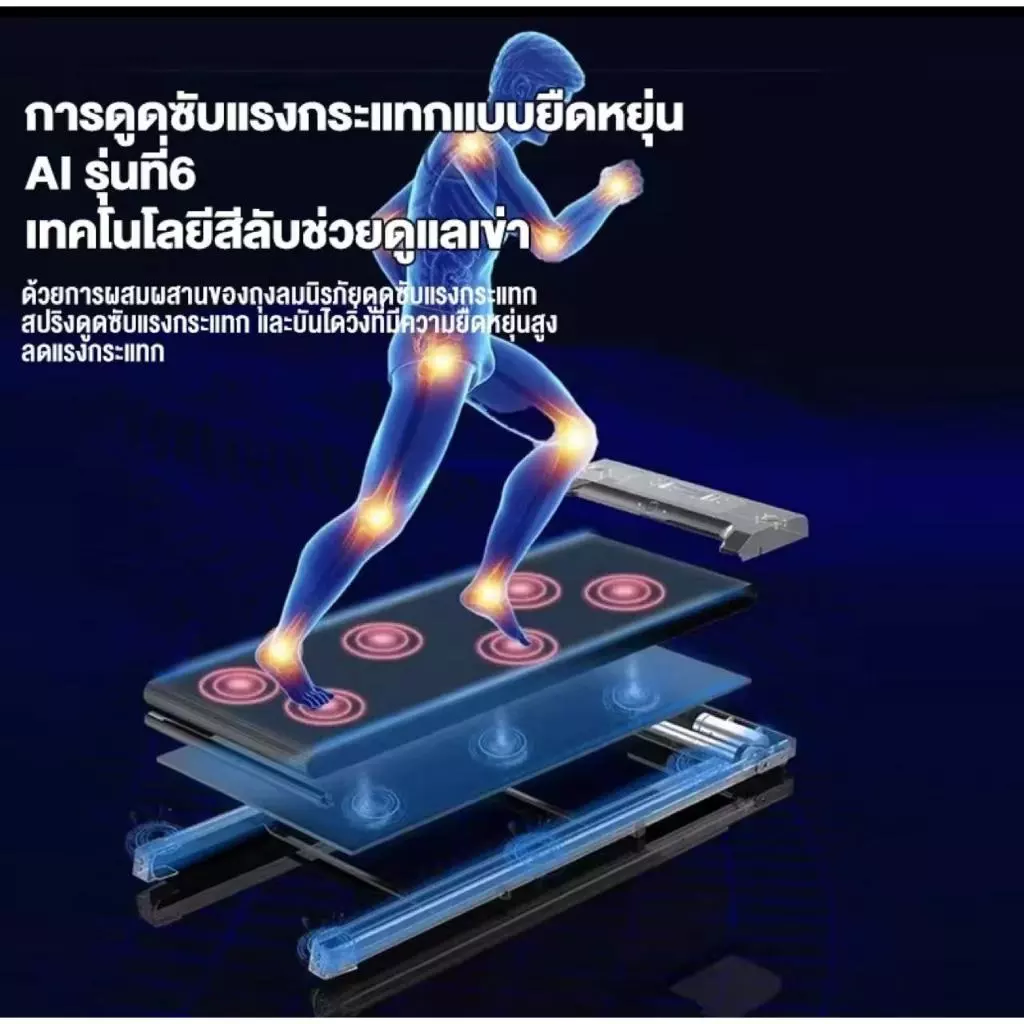 ลู่วิ่ง ลู่วิ่งไฟฟ้า treadmill เร็ว แรง ลู่วิ่งพับ เชื่อมต่อ ได้ ที่วัดชีพจร  สปริงโช๊คอัพใหญ่พิเศษ มีเครื่องนวด thumbnail 9