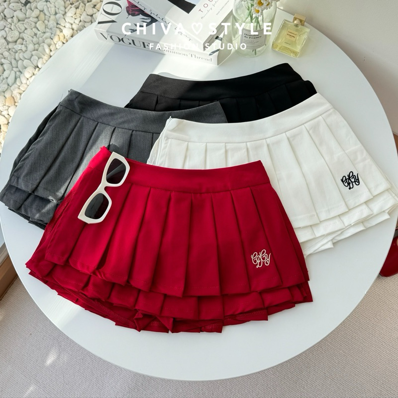-𝐂𝐡𝐢𝐯𝐚- (พร้อมส่ง 𝗦𝗠𝗟) Tennis skirt | กระโปรงเทนนิส จีบรอบ ผ้าดีมาก!!