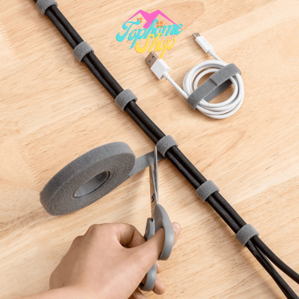 5M Velcro ที่เก็บสายไฟ ที่เก็บสายชาร์จ ที่รัดสายไฟ สำหรับ สายไฟ สายเคเบิ้ล สายคล้อง สีดำ สีเทา ER-U003