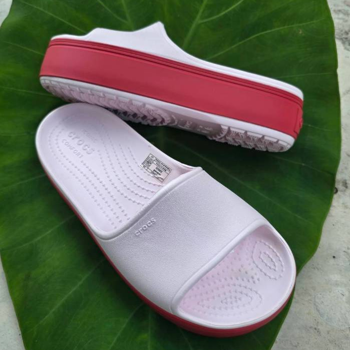 รองเท้าแตะผู้หญิง Crocs Crocband Slide รองเท้าส้นสูงผู้หญิง ส้นตึก เบานิ่มใส่สบาย(สินค้าพร้อมจัดส่ง)