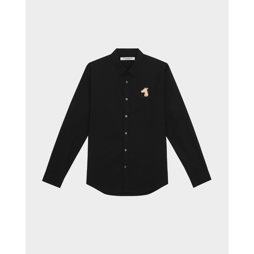 POPLIN SLIM SHIRT WITH LOGO EMBROIDERED