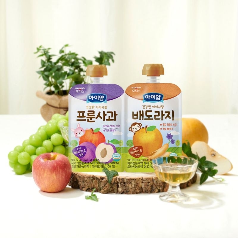 น้ำผลไม้สำหรับเด็ก เพิ่มวิตามิน และสารอาหารจากผลไม้แท้ 100% ปราศจากการปรุงแต่ง จากแบรนด์  Ildong