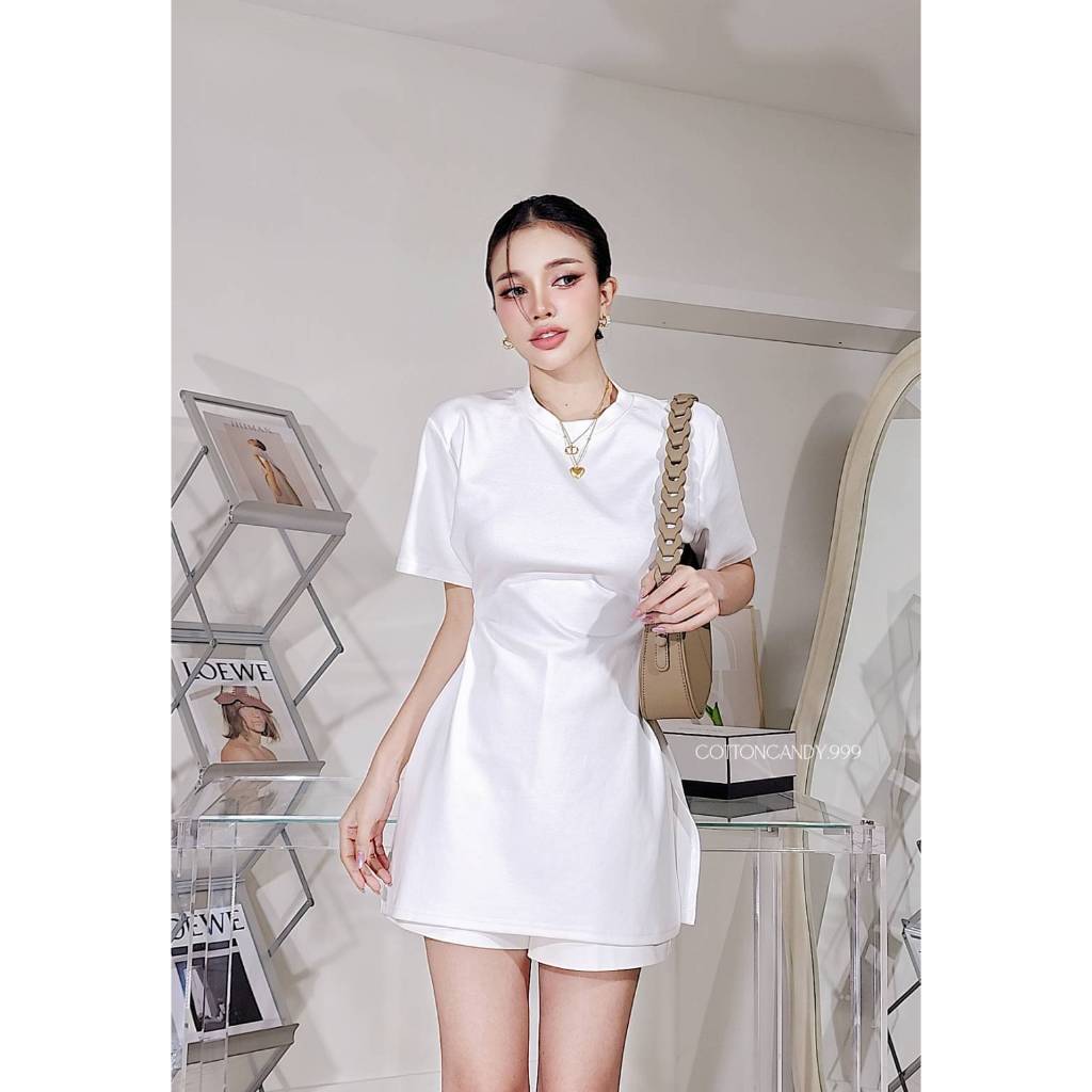 #CottonCandy #New Cider Minidress #มินิเดรสผ้านาโนเด้งยืดใส่สบาย ใส่สวยทรงเข้าเอวปั๊วะ​ ดีเทลผ่าข้างเริ่ดมาก #มี3สี