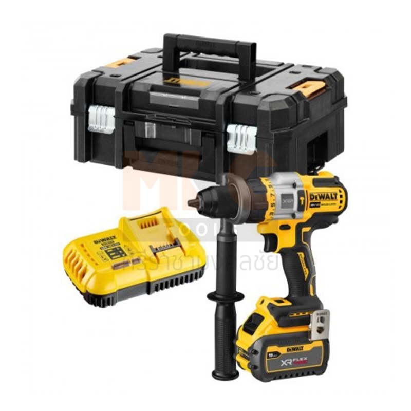 Dewalt สว่านกระแทก ไร้สาย 20V DCD999T1-B1 ขนาด 13มม. (แบต6.0Ah x 1 + แท่นชาร์จDCB118) เซต