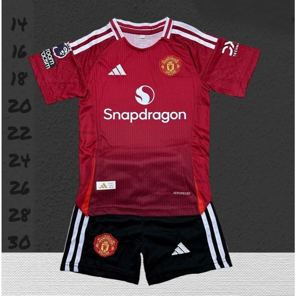 ชุดฟุตบอลเด็ก ชุดกีฬาเด็ก (เสื้อ+กางเกง) แมนยูSIZE14-30 ฤดูกาล 2024