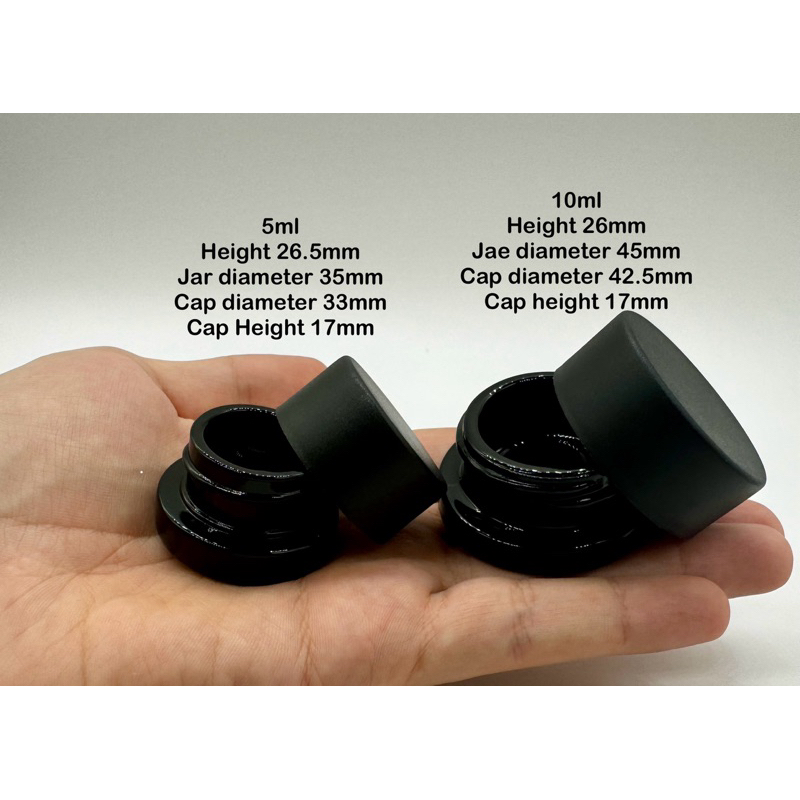 Wholesale Round Glass container for wax whole black jar , uv protect,  dab, shatter, 5ml. Child lock jar.