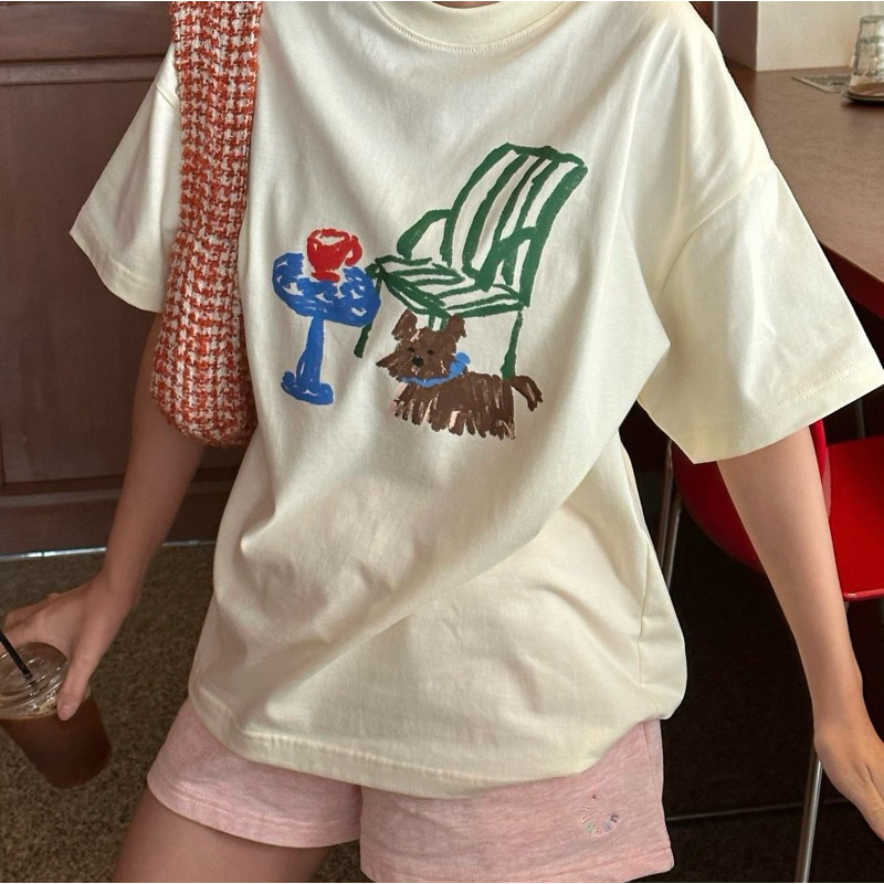 เสื้อยืดสีครีม จากร้าน Kudsun.official (ใส่ครั้งเดียว)