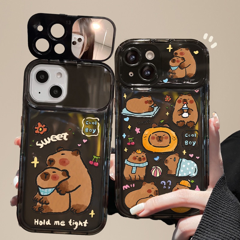 สำหรับ iPhone 11 15 14 13 12 Pro MAX 7 8 14 Plus XS MAX หมีน้อยน่ารักสีเทาลายการ์ตูนกรณีโทรศัพท์กันกระแทก ป้องกันการตก