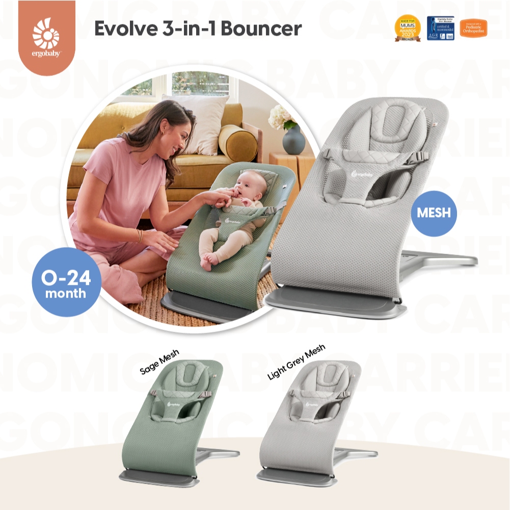 Ergobaby เปลนอนอัจฉริยะ เปลนอนเด็ก เปลโยกอัตโนมัติตามแรงเด็ก สำหรับ 0-24 เดือน Evolve Bouncer