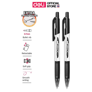 ปากกาลูกลื่น Deli ปากกา ปากกาลูกลื่นแบบกด หมึกสีดำ ขนาดเส้น 0.7mm (แพ็ค 1 แท่ง) เครื่องเขียน อุปกรณ์การเรียน