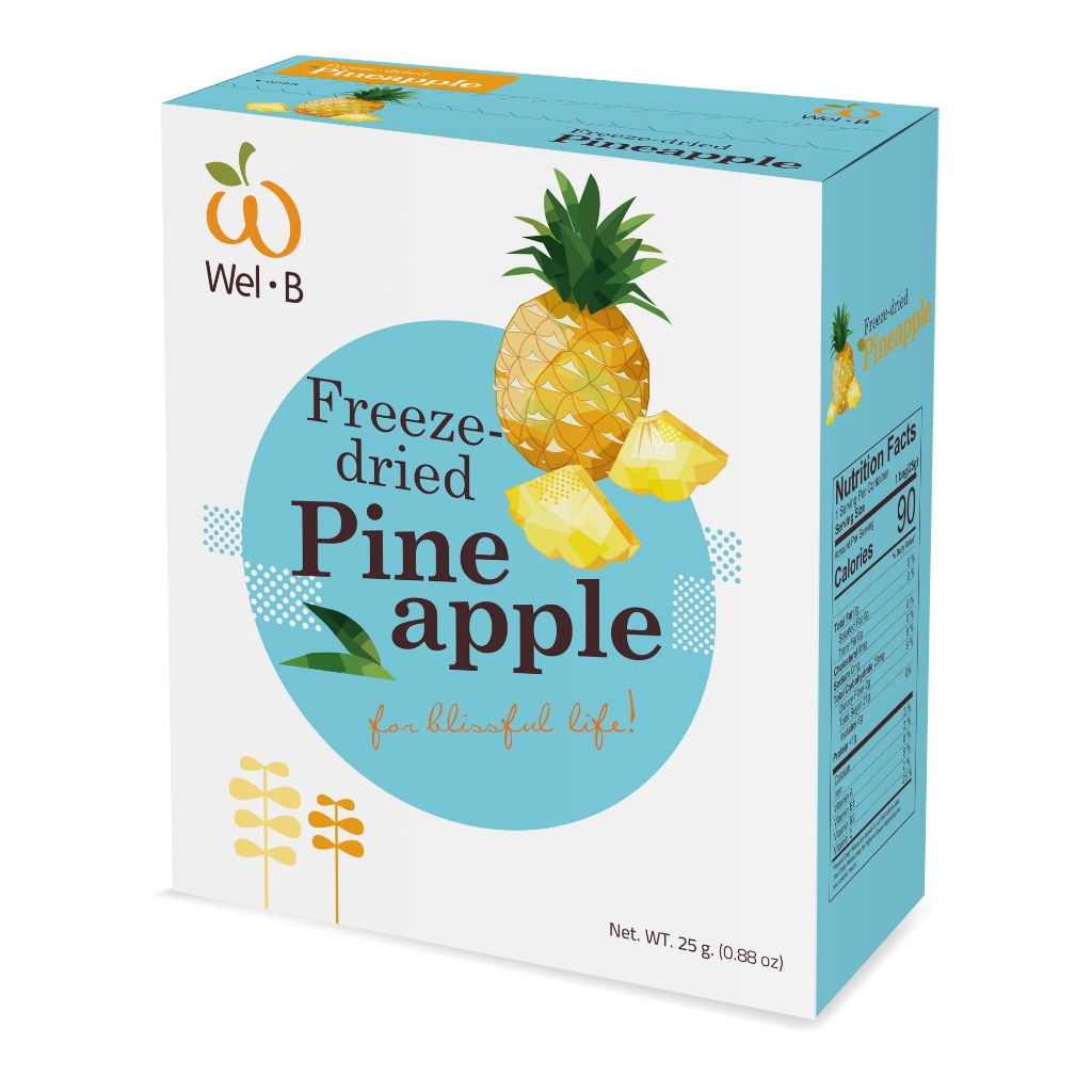 Wel-B Freeze-dried Pineapple 25g. (สับปะรดกรอบ 25 กรัม) - ขนมเพื่อสุขภาพ ผลไม้กรอบ ผลไม้ฟรีซดราย