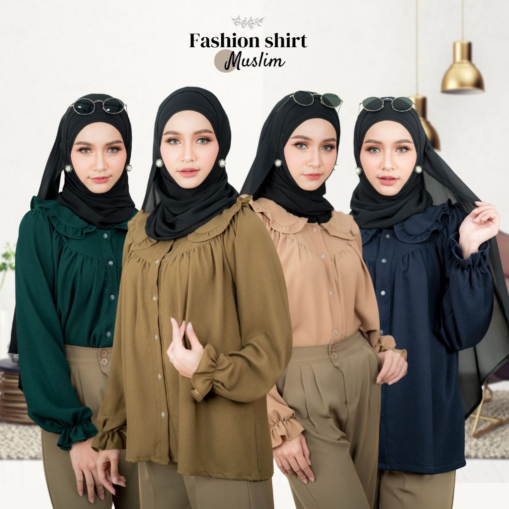 เสื้อแขนยาว โอเวอร์ไซส์ ใส่สบาย คอระบายสไตล์สาวสายหวาน โทนสีสุภาพ DF89วาริสมุสลิม