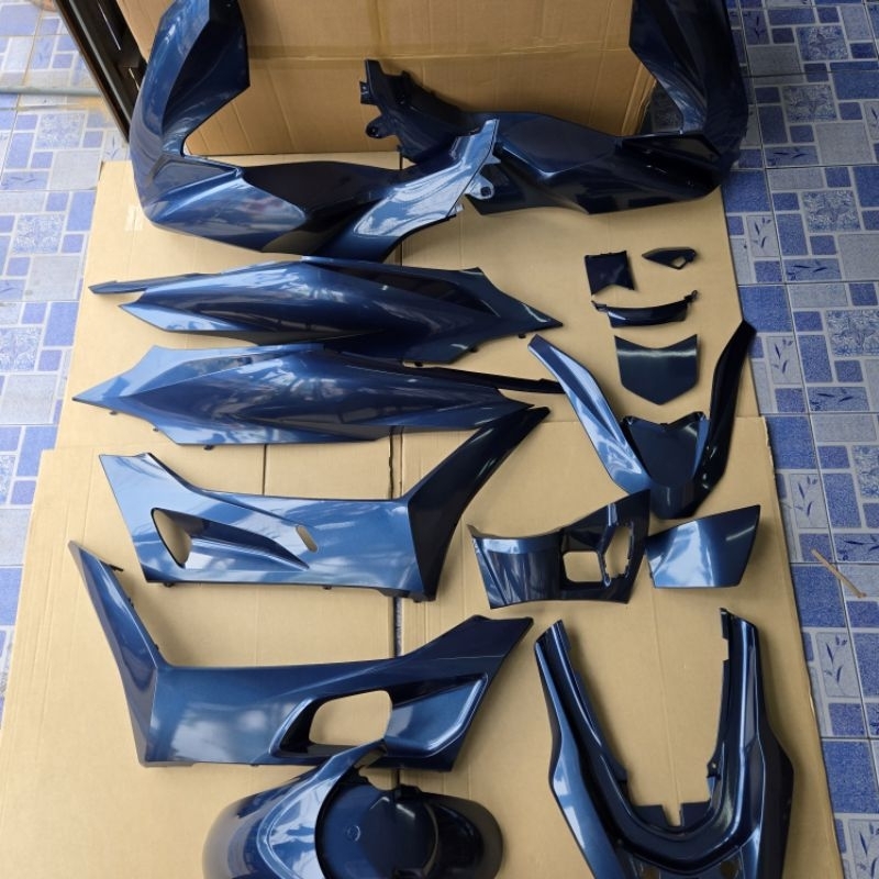 ชุดสี pcx160 ปี 2021 สีน้ำเงินเข้ม รหัสสี pb389m กาบรถ แฟริ่งรถ พีซีเอ็ก สีเทา ยกชุด15ชิ้น