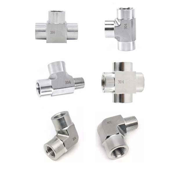 ข้อต่อสเตนเลส 304 เกลียว 1/8″ 1 หุน , 1/4″ 2 หุน ข้องอ90 สามทาง สี่ทาง – โปรปัง