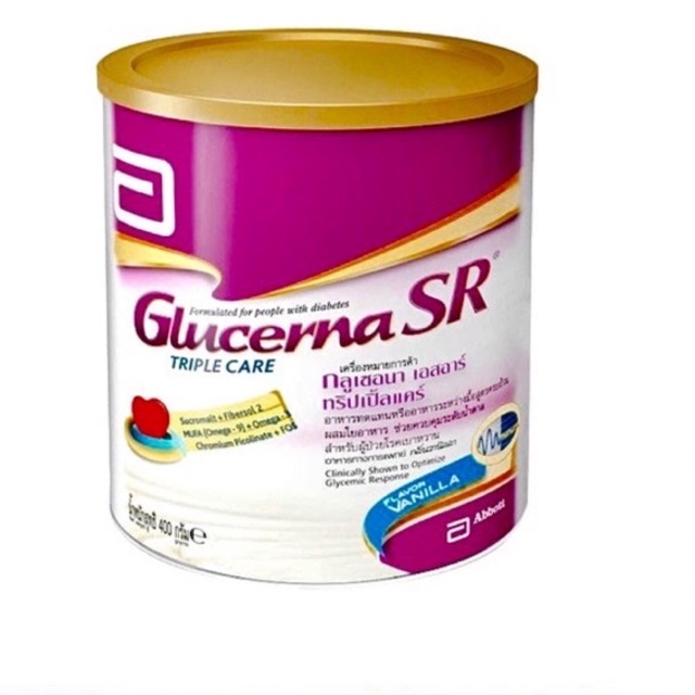 กลูเซอร์น่า เอสอาร์ (Glucerna SR) กระป๋องเล็ก/ใหญ่/ถุงเติม 400g รสวนิลา สำหรับผู้ป่วยเบาหวาน