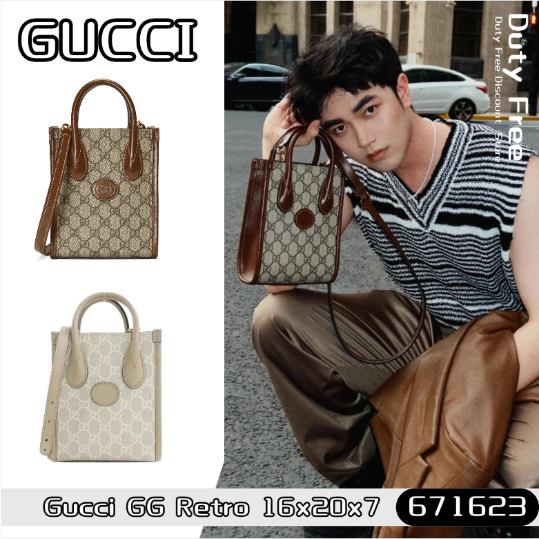 Gucci GG Retro Mini Tote กุชชี่ กระเป๋าถือ/กระเป๋าสะพาย/สไตล์เดียวกันสำหรับผู้ชายและผู้หญิง 671623