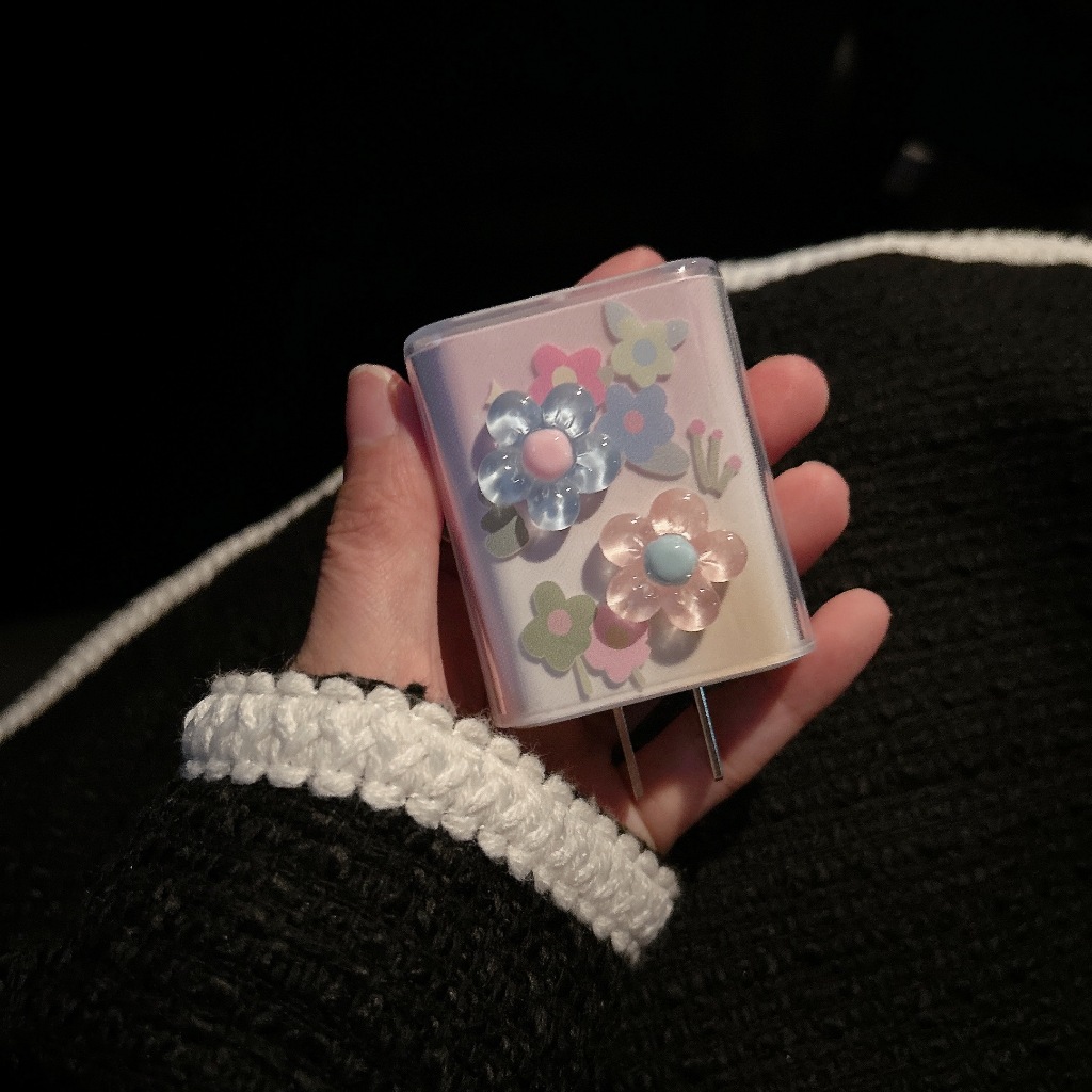 【ดอกไม้ชมพู】ชุดถนอมสายชาร์จ ชุดเเต่งสาย สำหรับ หัวชาร์จแอนดรอยด์ 80วัต vivo33W 18W 44W oppo33W oppo67W oppo80W - รูปที่ 4