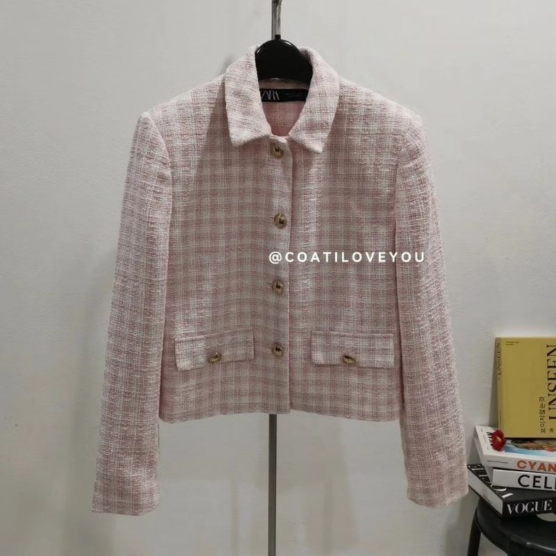 ZARA​ CHECKED​ TEXTURED BLAZER