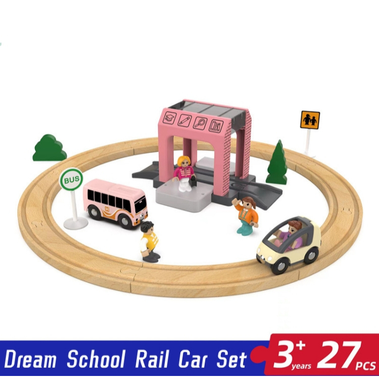 🚂 รางรถไฟ Dream School 27 ชิ้น ของเล่นไม้ รถไฟรางไม้ ikea ของเล่นเด็ก รถไฟของเล่น รถรางไม้ รถของเล่น