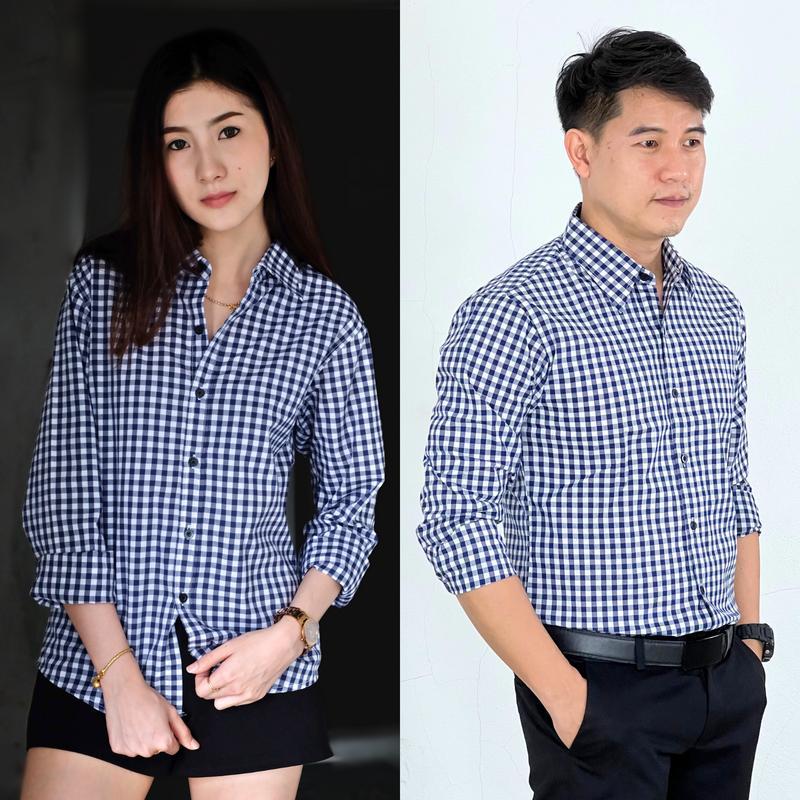 takayay brand เสื้อเชิ๊ต สก๊อตกรมกลาง 36-54 นิ้ว เสื้อเชิ้ตสก๊อต ผ้าคอตตอนทวิล